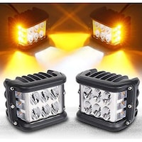Picture of LED Pods Light Bar with Yellow Flash Strobe Function, Black - Set Of 2 Pcs