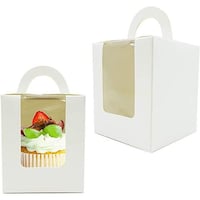 Picture of FUFU Cupcake Boxes with Window, White, Pack of 12Pcs