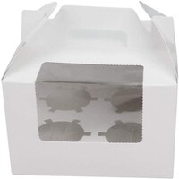Picture of Fufu Paper Cupcake Portable Box with 4 Cavities, White, Pack of 12