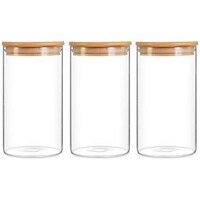Picture of FUFU Glass Airtight Food Jar with Bamboo Lid, 750ml, Set of 3
