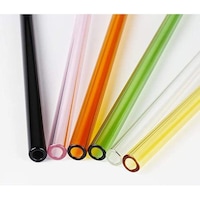 Picture of FUFU Reusable Straight Glass Straws with 6 colors, Pack of 6