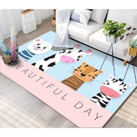 Picture of Beautiful Day Print Carpet- Blue