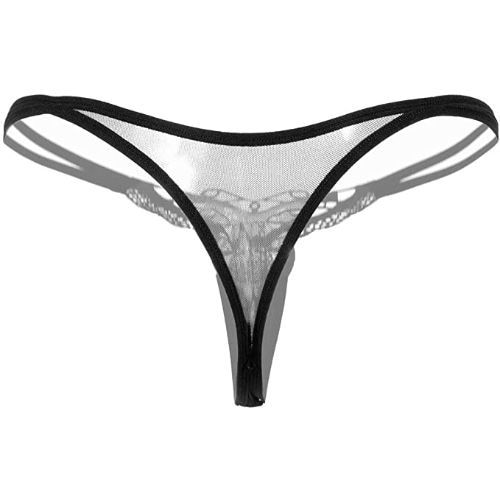Shop Generic Lingerie Pearl Underwear with Lace Open Crotch Thong Black ...