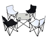 Picture of Yatai Folding Table with 4 Folding Chairs with Carry Bag, Black and white