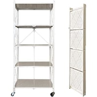 Picture of Takako 5 Tier Foldable Storage Shelf Unit With Wheel - White