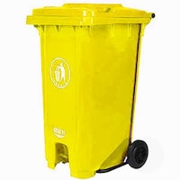 Picture of Takako Garbage Waste Dustbin with Step On Pedal & Wheels, Yellow, 120L