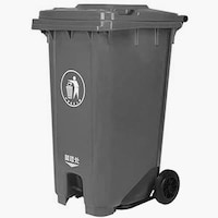 Picture of Garbage Waste Dustbin with Step On Pedal & Wheels, 120L - Grey