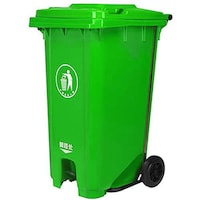 Picture of Takako Garbage Waste Dustbin with Step On Pedal & Wheels, Green, 240L