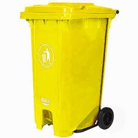 Picture of Takako Garbage Waste Dustbin with Step On Pedal & Wheels, Yellow, 240L