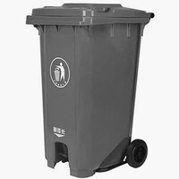 Picture of Takako Garbage Waste Dustbin With Step On Pedal & Wheels, Grey, 240L