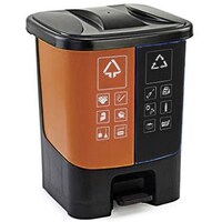 Picture of Takako Double Garbage Waste Dustbin with Step on Pedal, 60L - Black & Brown