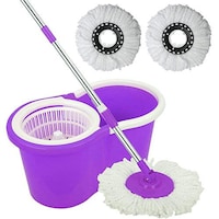 Picture of Rotating Spin Mop-Bucket Set With 2 Cleaning Heads, Purple