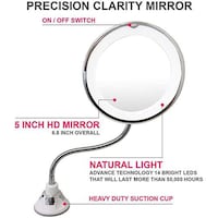 Picture of Magnification Vanity LED Light Mirror With Suction Cups, 5x