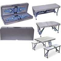 Picture of Folding Aluminum Picnic Table With 4 Seats, Silver