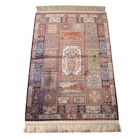 Picture of Persian Style Patchwork Design Traditional Silk Carpet - Red