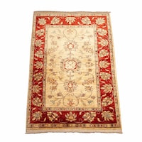 Picture of Qasr Al Sajad Persian Style Center Medallion Hand Knotted Wool Carpet with Fringe