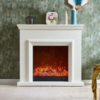 Picture of Built In Electric Fireplace With Remote Control, Off White, AM354