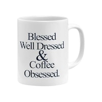 Picture of Blessed Well Dressed And Coffee Obsessed Printed Mug, 312g - White