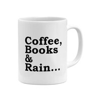 Picture of Coffee Books And Rain Printed Mug, 312g - White