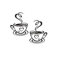 Picture of Beauenty Coffee Cup Pattern Decorative Wall Sticker,  31x18.7cm - Black