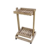 Picture of Ling Wei Multi-function 2-Tier Wooden Storage Rack with Wheels