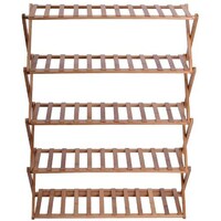 Picture of Ling Wei Multi-Tier Foldable Bamboo Wooden Shoe Rack - 5 Levels, Brown