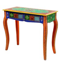 Picture of Hand-Crafted Colorful Console Table With 2 Drawers