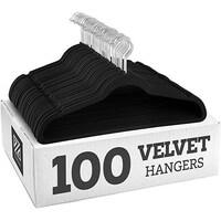 Picture of Zober Baby Velvet Ultra Thin Non Slip Hangers, 100 per Pack, Black