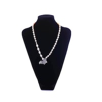 Picture of Love Pearl Elegant Design Rice Pearl Necklace with Silver Pendant
