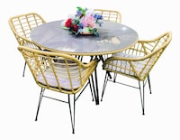 Picture of Outdoor Garden 4 Seater Coffee Table Set - Yellow