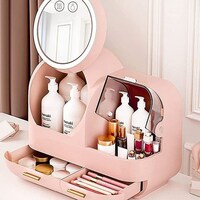Picture of Portable Cosmetic Makeup Organizer with LED Mirror