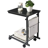 Picture of CZT Adjustable Rolling Mobile Workstation with Lockable Wheel Storage, Black