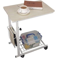 Picture of CZT Adjustable Rolling Mobile Workstation with Lockable Wheel Storage, White