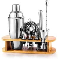 Picture of Super-Fashion Stainless Steel Cocktail Bartender Kit with Stand - Set of 16pcs