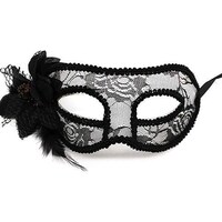 Picture of Naor Masquerade Lace Eye Mask with Flowers and Feather