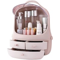 Picture of Jjone Large Acrylic Cosmetics Organizer Box Portable Handle -Pink