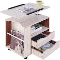 Picture of NAR Wooden Height Adjustable Overbed End Laptop Table with Swivel Top
