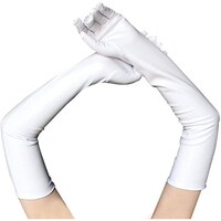 Picture of Bridal Elbow Length Satin Gloves for Women - White