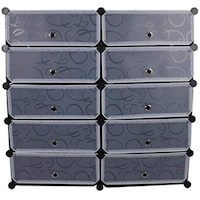 Picture of 10 Cubes Storage Plastic Shoe Cabinet, Black