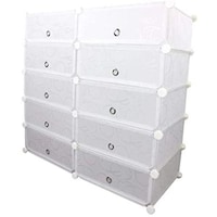 Picture of 10 Cubes Storage Plastic Shoe Cabinet, White