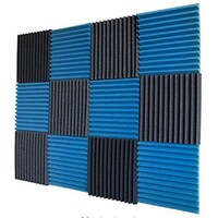 Picture of Acoustic Panels Studio Foam Wedges Board, Black & Blue, 10 Pcs
