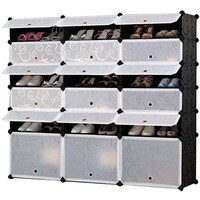 Picture of 18 Cubes Diy Storage Plastic Shoe Cabinet - Black
