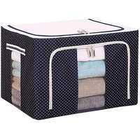 Picture of Polka Dots Oxford Cloth Stackable Cloth Storage Box - 66L, Dark Blue