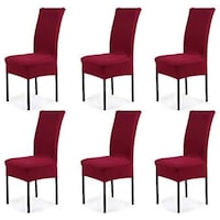 Picture of Winered Super Fit Universal Dining Chair Covers - Maroon, Pack of 6pcs