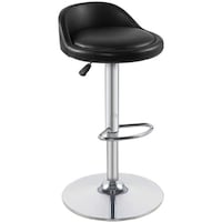 Picture of ALRMPU Adjustable Swivel Leather Round Backless Bar Stool with Footrest