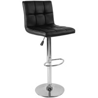 Picture of ALRMPU Adjustable Swivel Leather Square Backrest Bar Stool with Footrest -Black