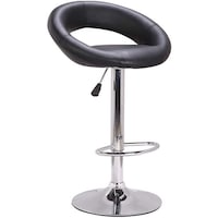 Picture of ALRMPU Adjustable Swivel Leather Round Backless Bar Stool with Footrest -Black