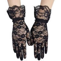 Picture of Maxi Wrist Length Floral Gloves Stretchy Bridal Gloves