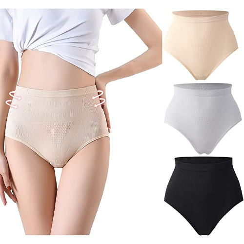 3pcs/pack Plus Size Women's High Waist Tummy Control Panties With