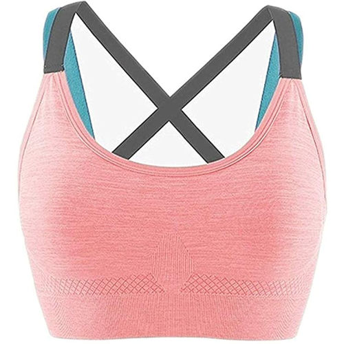 Buy RBX women 2 pack brand logo padded seamless sports bra peach